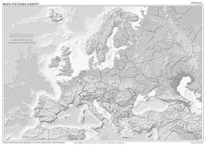 Mapa fizyczna Europy - hipsometryczna